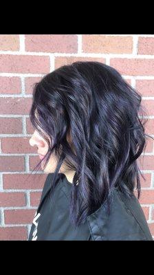 Violet balayage and cut done by Anna Griggel