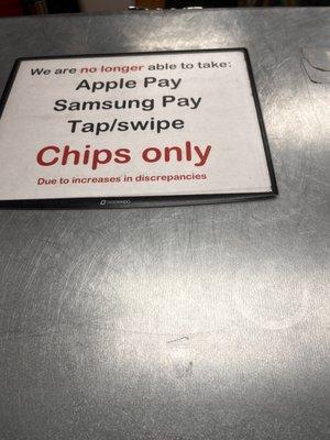 Chips only no apple pay