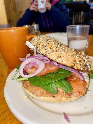 Cream cheese and lox bagel!