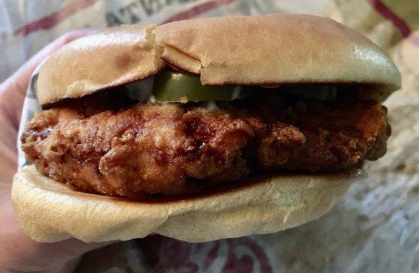 Hand Breaded Chicken Sandwich ($8.49 + $0.80 Jalapenos)- 2/5 stars