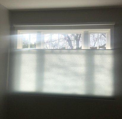 Top down bottom up shade for my son's bedroom, at the front of the house. We can program it to close before bedtime each night.