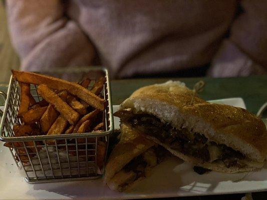 Steak sandwich with sweet Potato fries