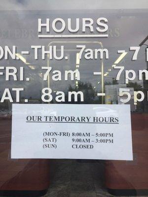 Temporary hours during March