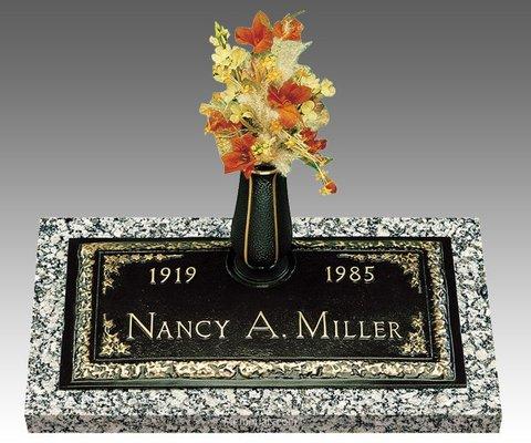 Bronze over Granite marker with vase
@BudgetCasketHouston.com