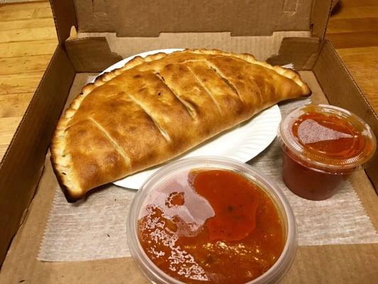 Golden brown calzone cooked to perfection