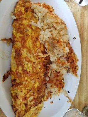 Greek omelette and hash browns