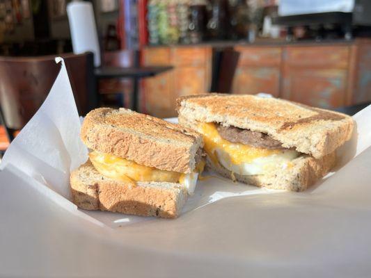 Sausage, egg & cheese on rye 1/22/22