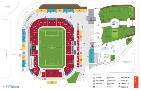 Rio Tinto Stadium map and seating chart for Real Salt Lake game days.