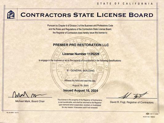 Premier Pro Restoration GC licence.