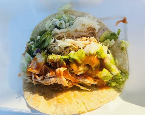 Shredded chicken taco