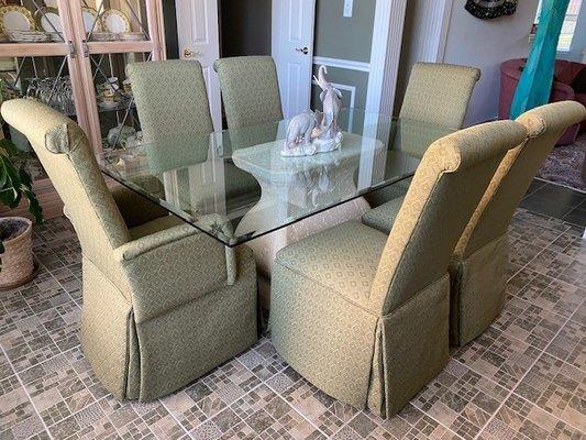 Our new looking dining room set thanks to Cover-All Upholstery!