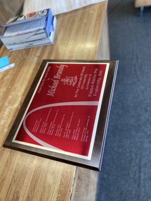 Custom plaque