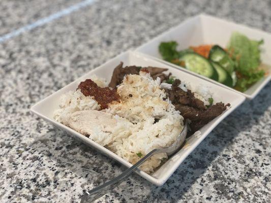 Rice with Chicken and Charbroiled Pork