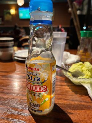 Ramune Orange drink, check the marble inside the bottle