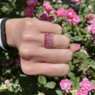 Pink Sapphire and Ruby Micro Pave Bands