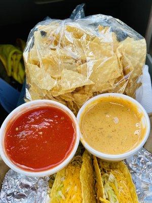 Salsa, Cheese Dip and Chips