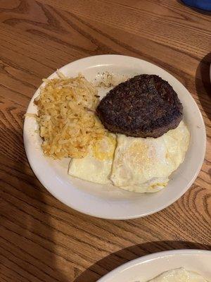 Hamburger steak and eggs