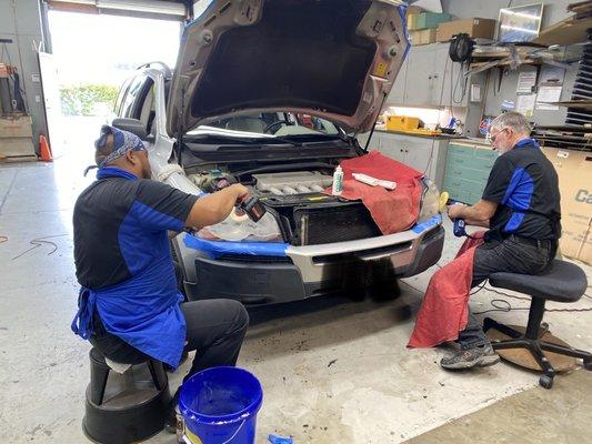 Polishing dull headlights