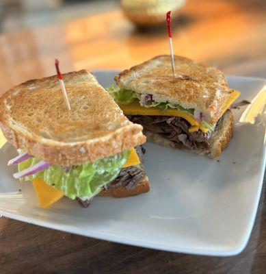 Hot Pulled Roast Beef Sandwich