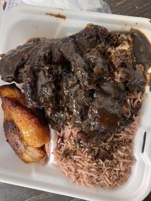 Jerk Chicken, Rice & Peas and Plantains