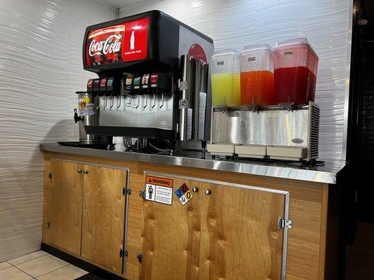 Self serve beverage area.