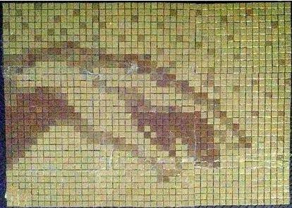 Adam's Hand: Glass tile Mosaix artwork (cameo) 3' x 2.5' (sqft)_$650_rendered from Michelangelo's  'The Creation' artwork.