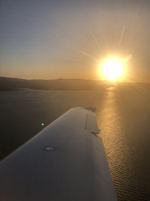 Flying over the Bay at golden hour