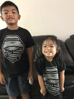 Keiki (kids) Hawaii Warrior shirts.