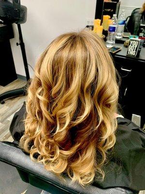 Beautiful Curls with just the right amount of highlights