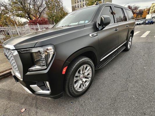 2023 Matt Black Yukon Denali with Starlight ceiling and Ambiant Lights. Call us for request.