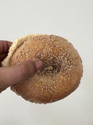 Sesame bagel with spicy everything cream cheese