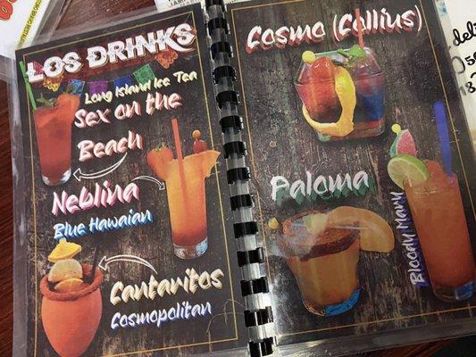 Drink menu