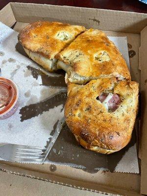 Stromboli with marinara sauce