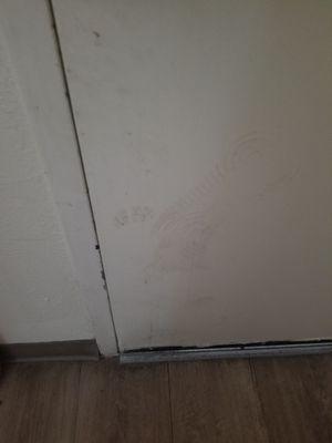 Dirt on wall and door