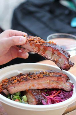 Ribs Rice Bowl + Red Cabbage Slaw ($16) - pretty good but I prefer the other meats here