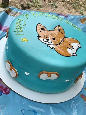 close-up of my Archie Star's special, doggo bday cake masterpiece