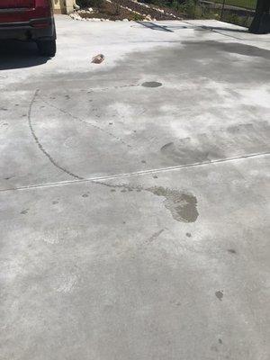 Oil stains on new driveway