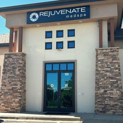 Image of Rejuvenate MedSpa Golden's front door, from the perspective of the parking lot