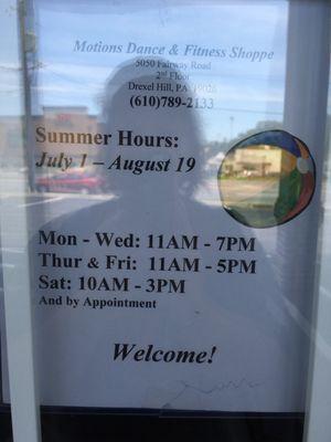 Summer hours 2018