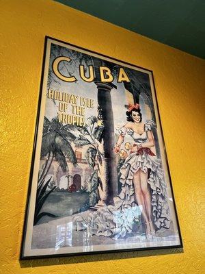 Vintage Cuba poster adds to the lay back vibe