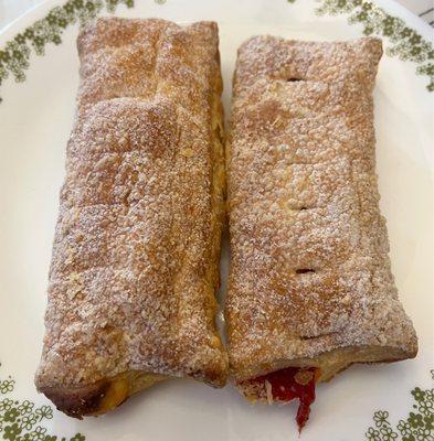 Cheese and strawberry puff pastry.