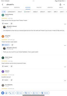 Reviews from the last location