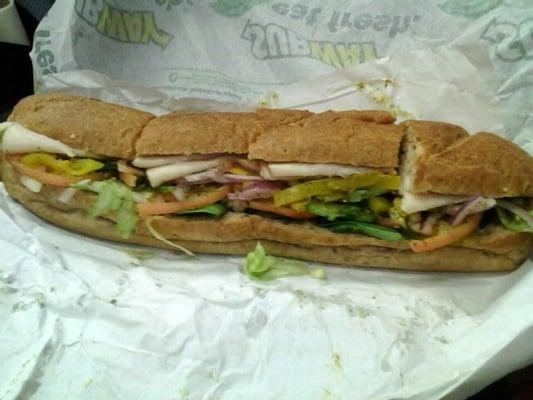 Turkey footlong on Wheat.