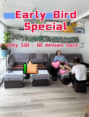 Early Bird Special only $50 a hour