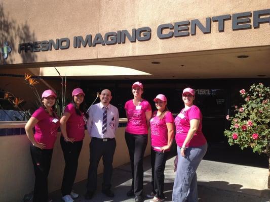 The staff at Fresno Imaging celebrating Breast Cancer Awareness month.