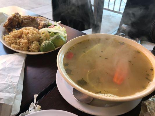 Caldo with fried chicken plate - so good!