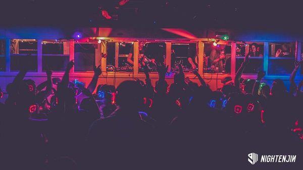 A magical shot of The GoodBus functioning as a Silent Disco at GridLife Music Festival.