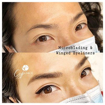 Microblading & winged eyeliners done by Cindy Choe