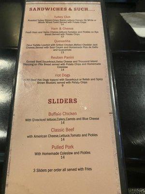 menu