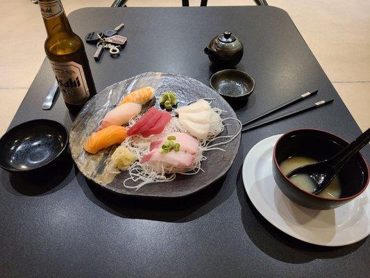 Sushi/sashimi combo and miso soup